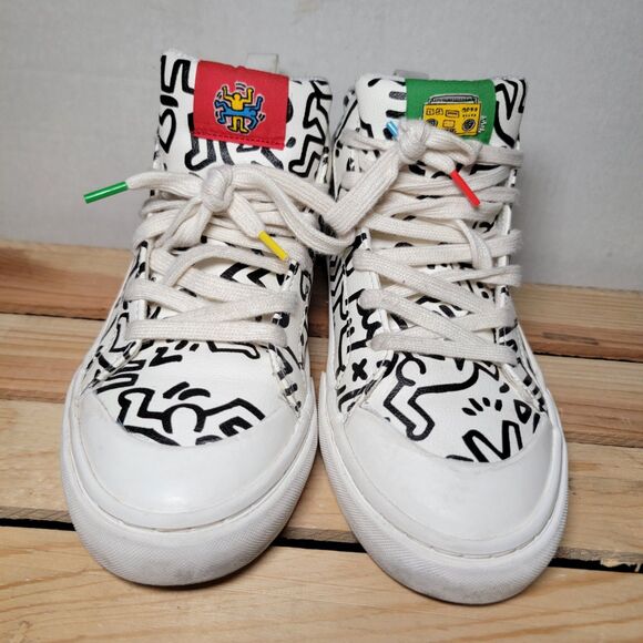 Zaba Kids Medium Tops Tennis Shoe Keith Haring Sp Ed Faux Leather - Size 3 - Picture 2 of 8